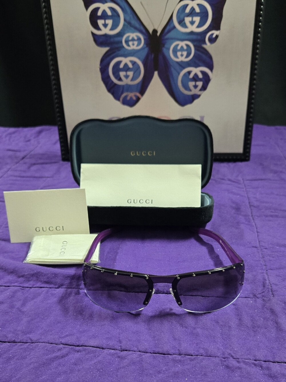 Gucci Purple Gradient Rimless Studded Sunglasses 1838F/S BLM46